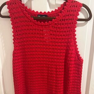GAP Women's Red Cotton Crochet Tank Top Vest
